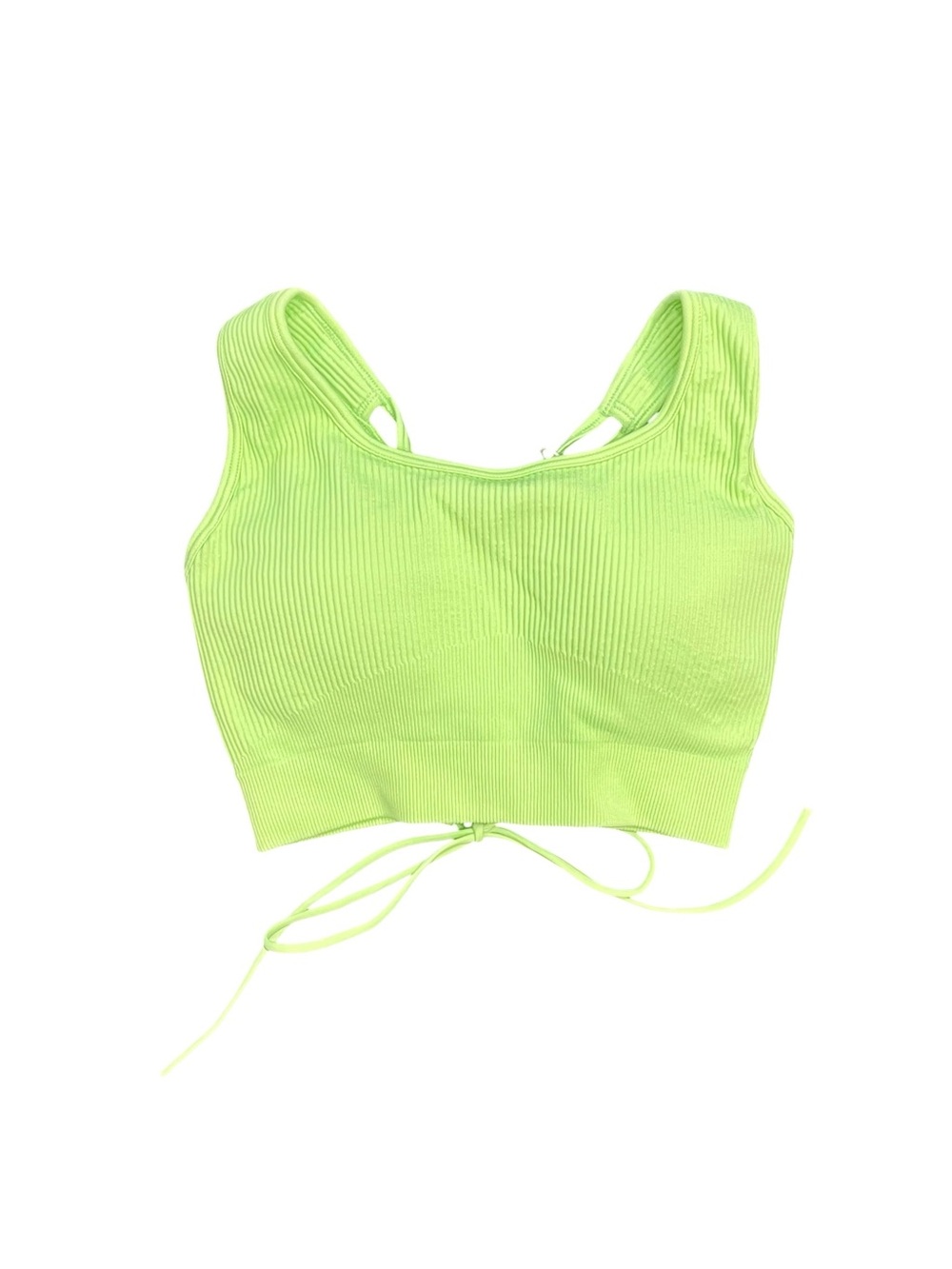NWT Halara | Green Ribbed Knit Tie-Back Cropped Yoga Tank Top M